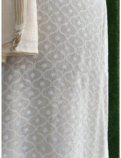 Chhangamal Hand Embroidered Cream Colour Amruta Silk Suit  Piece
