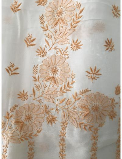 Chhangamal Hand Embroidered Cream Colour Mul Chanderi Chikankari Saree
