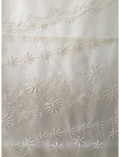 Chhangamal Hand Embroidered Cream Colour Mul Chanderi Chikankari Saree