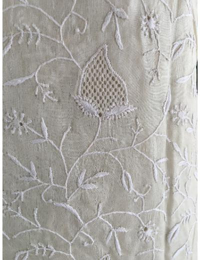 Chhangamal Hand Embroidered Cream Colour Silk Chikankari Suit Piece