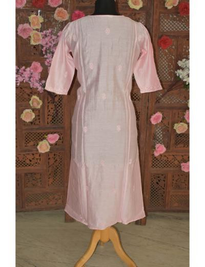 Chhangamal Hand Embroidered Creem Colour Chanderi Silk Kurti