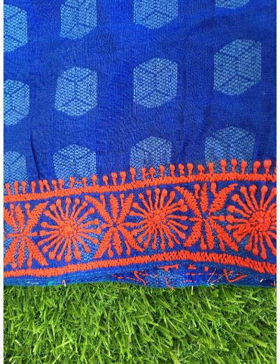 Chhangamal Hand Embroidered Dark Blue Colour Brocade Chikankari Kurti