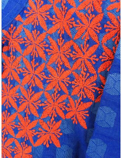 Chhangamal Hand Embroidered Dark Blue Colour Brocade Chikankari Kurti
