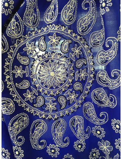Chhangamal Hand Embroidered Dark Blue Colour Georgette Chikankari Saree