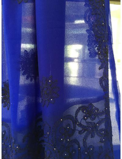Chhangamal Hand Embroidered Dark Blue Colour Georgette Chikankari Saree
