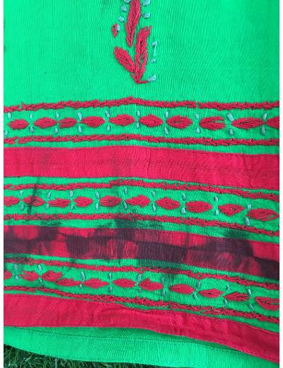 Chhangamal Hand Embroidered Dark Green Colour  Cotton Chikankari Kurti