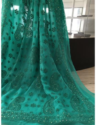 Chhangamal Hand Embroidered Dark Grey Colour Georgette Chikankari Saree