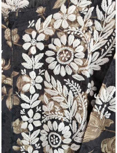 Chhangamal Hand Embroidered Dark Grey Colour Mul Cotton Chikankari Kurti Piece