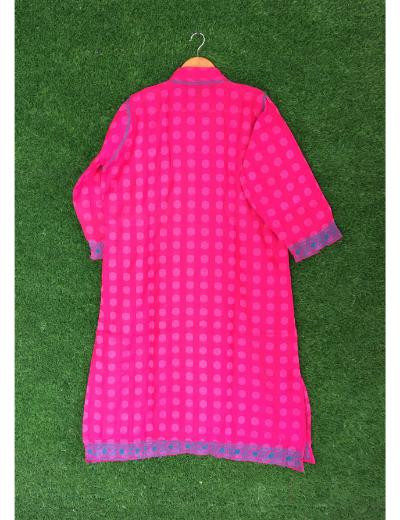 Chhangamal Hand Embroidered Dark Magenta Colour Chanderi Chikankari Kurti