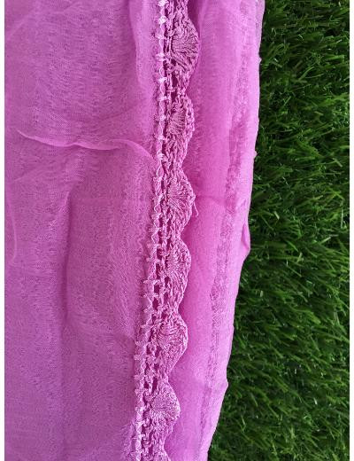 Chhangamal Hand Embroidered Dark Purple Colour Silk Chikankari Suit Length