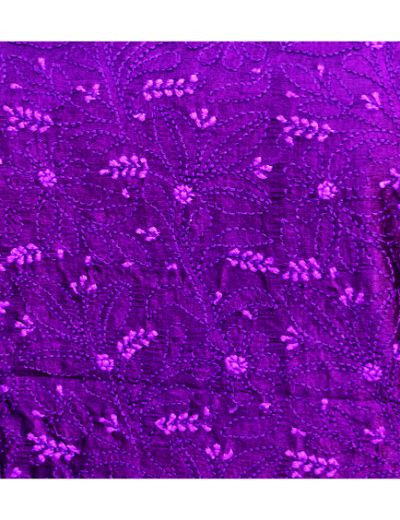 Chhangamal Hand Embroidered Dark Purple Colour Unstitched Silk Chikankari Suit Length