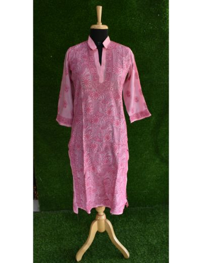 Chhangamal Hand Embroidered Designer Chikankari Embroidery Pure Silk Kurta