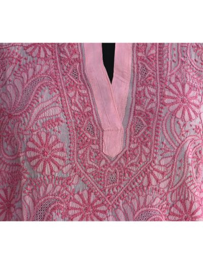 Chhangamal Hand Embroidered Designer Chikankari Embroidery Pure Silk Kurta
