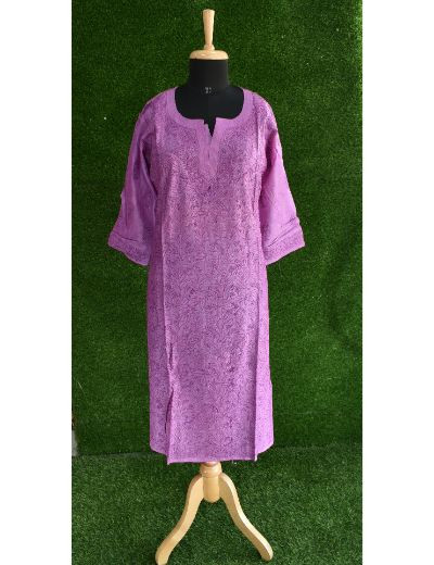 Chhangamal Hand Embroidered Designer Chikankari Embroidery Pure Silk Kurta