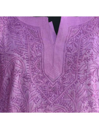 Chhangamal Hand Embroidered Designer Chikankari Embroidery Pure Silk Kurta