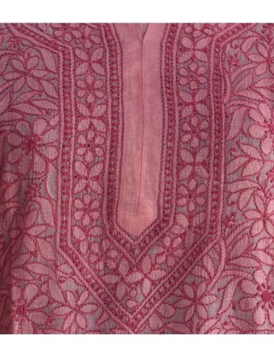 Chhangamal Hand Embroidered Designer Chikankari Embroidery Pure Silk Kurta