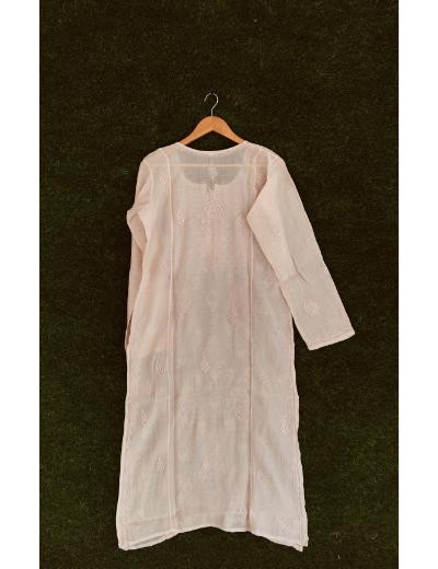 Chhangamal Hand Embroidered Fawn Colour Mul Chanderi Chikankari Kurti Piece
