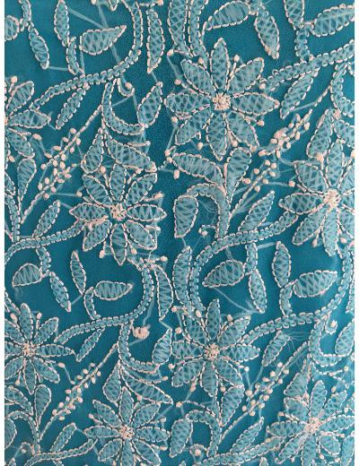 Chhangamal Hand Embroidered Firozi Blue Colour Georgette Chikankari Suit Piece