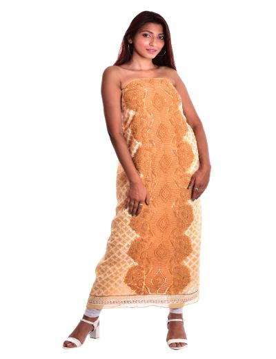 Chhangamal Hand Embroidered Georgette Chikankari Suit Length