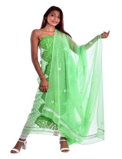 Chhangamal Hand Embroidered Georgette Chikankari Suit Length