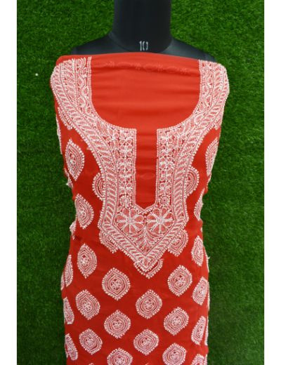 Chhangamal Hand Embroidered Georgette Chikankari Suit Length