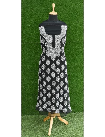 Chhangamal Hand Embroidered Georgette Chikankari Suit Length