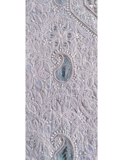 Chhangamal Hand Embroidered Gray Colour Unstitched Cotten Chikankari Suit Length