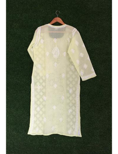 Chhangamal Hand Embroidered Green Colour Cotton Chikankari Kurti
