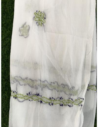 Chhangamal Hand Embroidered Green Colour Cotton Chikankari Suit Piece