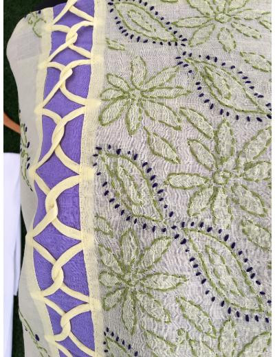 Chhangamal Hand Embroidered Green Colour Cotton Chikankari Suit Piece