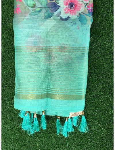 Chhangamal Hand Embroidered Green Colour Mul Chanderi Chikankari Kurta Dupatta Piece