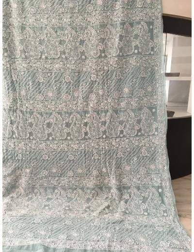 Chhangamal Hand Embroidered Grey  Colour Pure Georgette  Chikankari Saree Piece