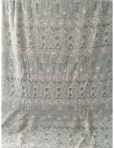 Chhangamal Hand Embroidered Grey  Colour Pure Georgette  Chikankari Saree Piece