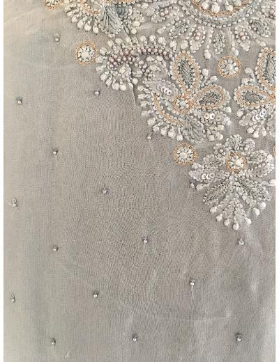 Chhangamal Hand Embroidered Grey Colour  Pure Georgette Chikankari Kurta Dupatta Piece