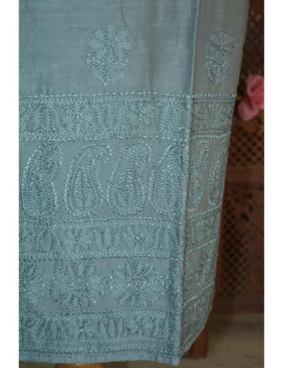 Chhangamal Hand Embroidered Grey Colour Chanderi Silk Kurti