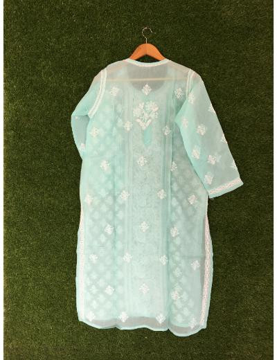 Chhangamal Hand Embroidered Grey Colour Cotton Chikankari Kurti
