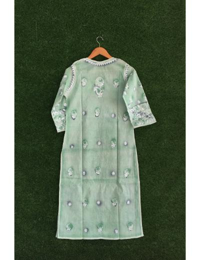 Chhangamal Hand Embroidered Grey Colour Cotton Chikankari Kurti