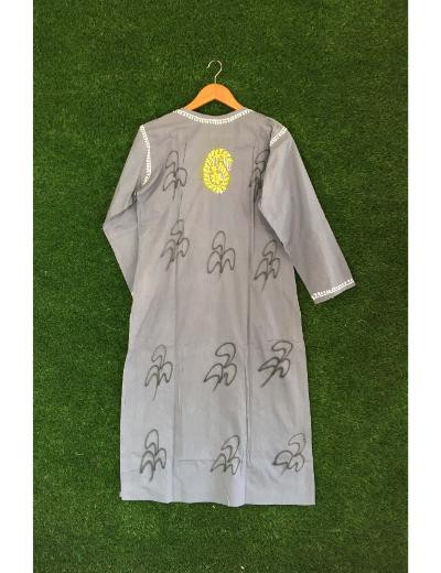 Chhangamal Hand Embroidered Grey Colour Cotton Chikankari Kurti