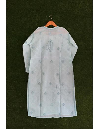 Chhangamal Hand Embroidered Grey Colour Cotton Chikankari Kurti Piece