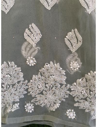 Chhangamal Hand Embroidered Grey Colour Georgette Chikankari Kurti Piece