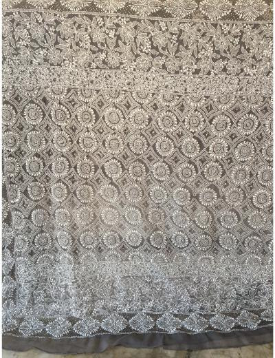 Chhangamal Hand Embroidered Grey Colour Georgette Chikankari Saree