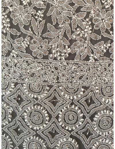 Chhangamal Hand Embroidered Grey Colour Georgette Chikankari Saree