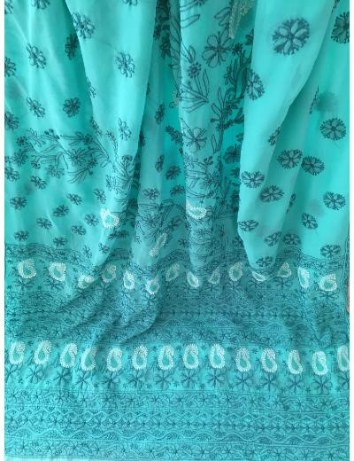 Chhangamal Hand Embroidered Grey Colour Georgette Chikankari Saree