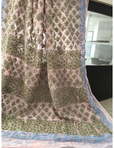 Chhangamal Hand Embroidered Grey Colour Georgette Chikankari Saree