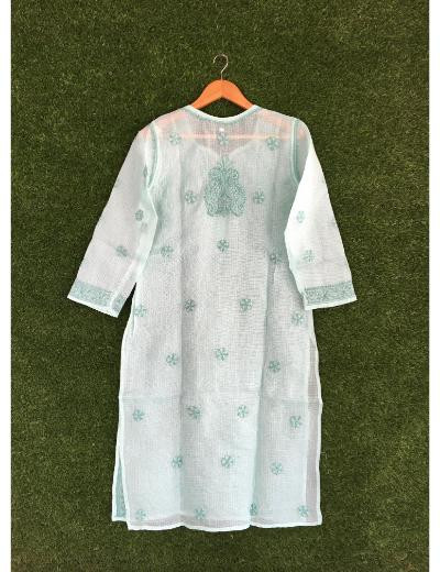 Chhangamal Hand Embroidered Grey Colour Kota Chikankari kurti
