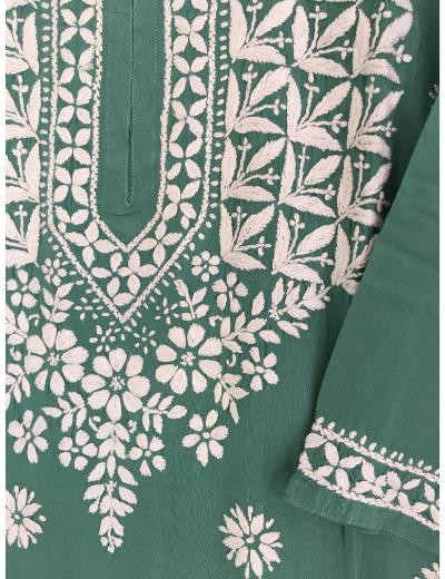 Chhangamal Hand Embroidered Grey Colour Modal Chikankari Kurti