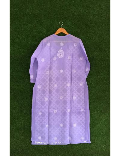 Chhangamal Hand Embroidered Lavender Colour Cotton Chikankari Kurti Piece