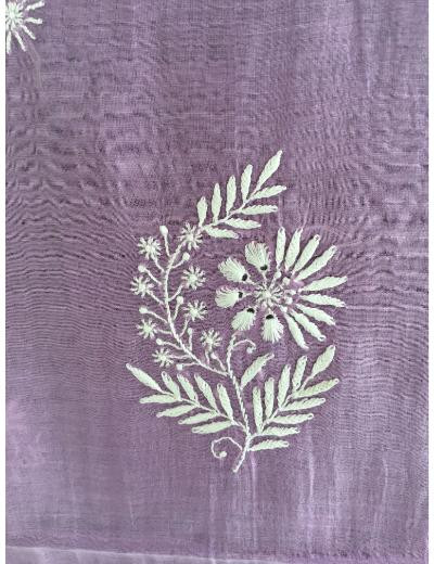 Chhangamal Hand Embroidered Lavender Colour Mul-chanderi Chikankari Kurta Dupatta Piece