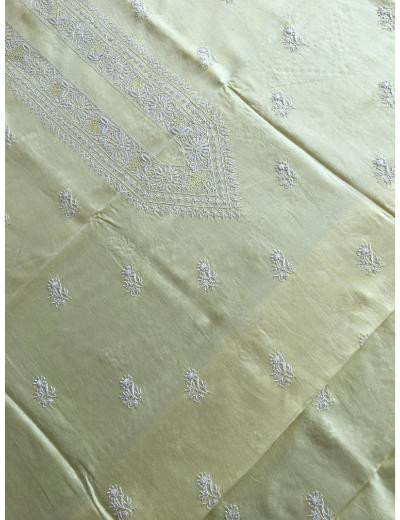 Chhangamal Hand Embroidered Lemon Yellow Colour  Chanderi Silk  Chikankari Unstitched Men’s kurta Piece