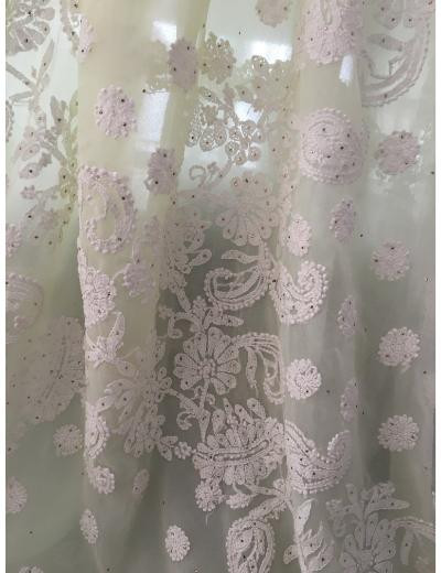 Chhangamal Hand Embroidered Lemon Yellow Colour Georgette Chikankari Saree